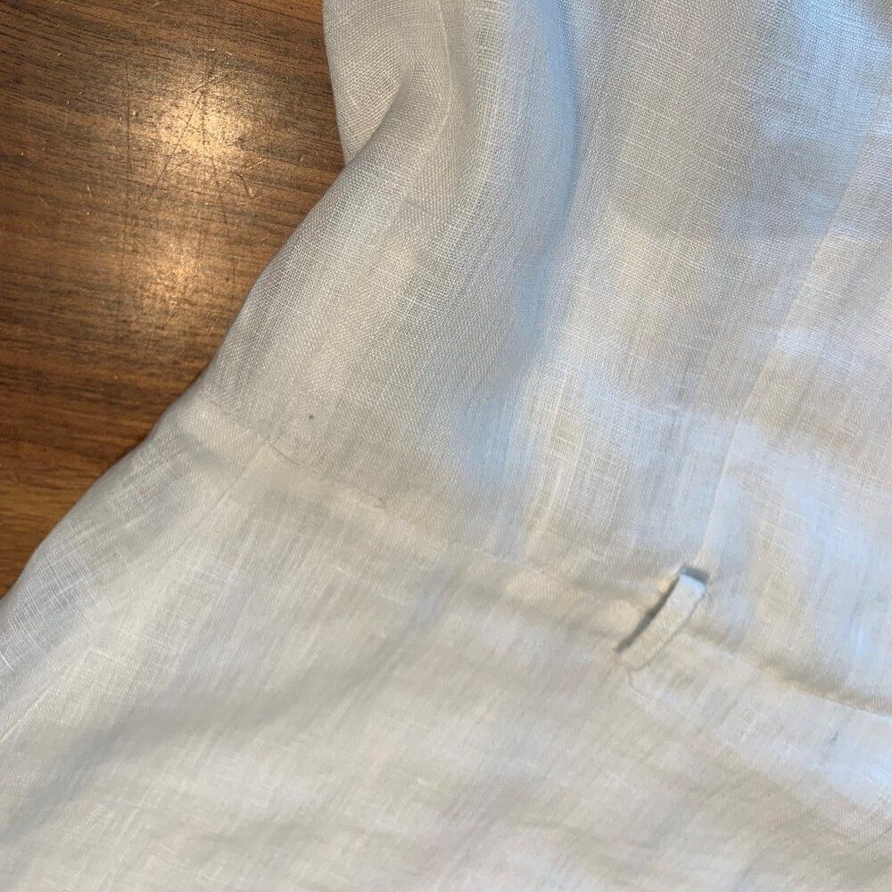 White Zip-Front Linen A-Line Dress - Picture 4 of 16